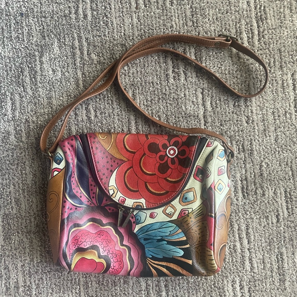 ANUSCHKA Hand-Painted Leather Crossbody Bag